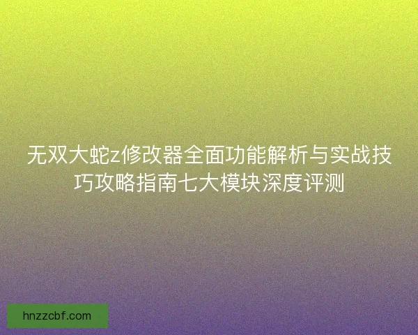 无双大蛇z修改器全面功能解析与实战技巧攻略指南七大模块深度评测